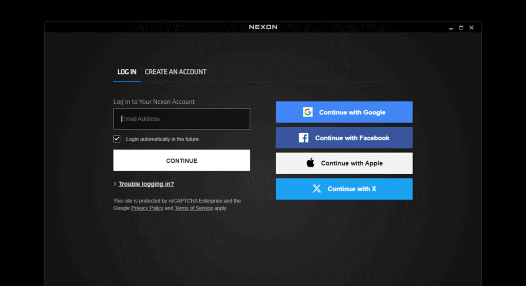 NEXON Launcherのログイン画面