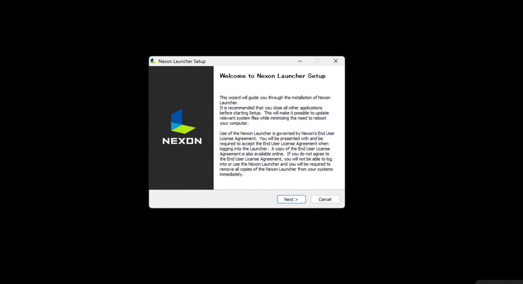 NEXON Launcherのセットアップウィザード